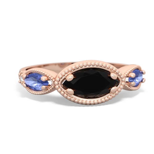 onyx-tanzanite milgrain marquise ring