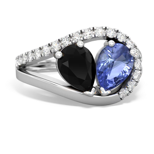 onyx-tanzanite pave heart ring