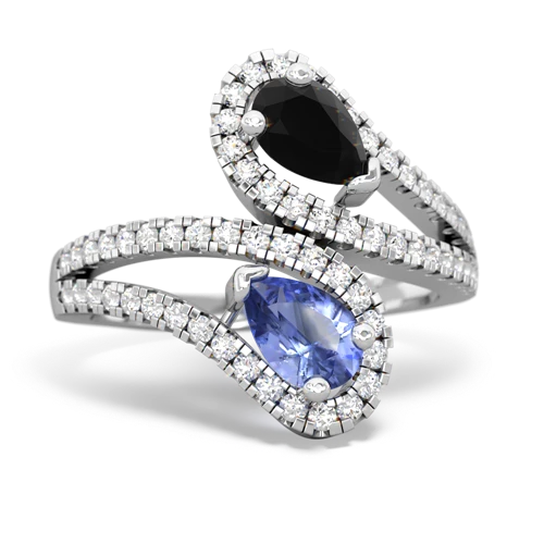 onyx-tanzanite pave swirls ring