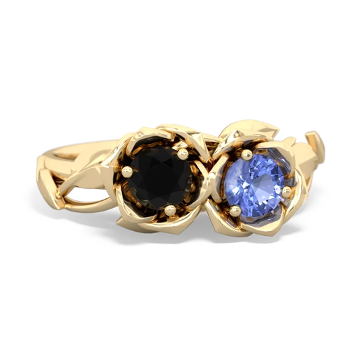 Black Onyx Genuine Black Onyx with Genuine Tanzanite Rose Garden ring Ring