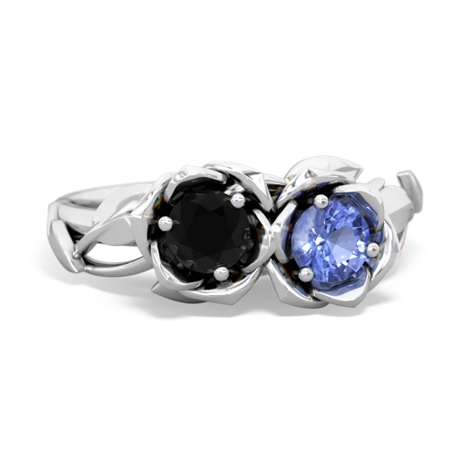 onyx-tanzanite roses ring