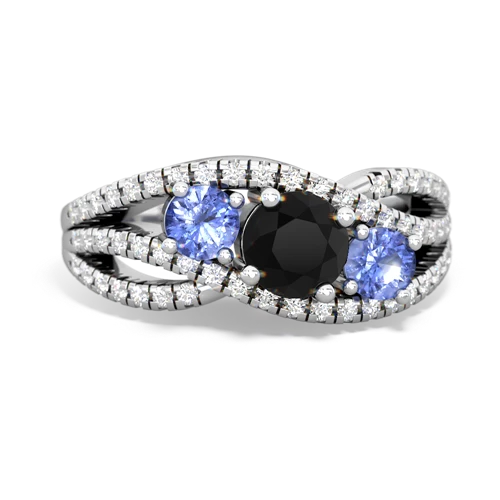 onyx-tanzanite three stone pave ring