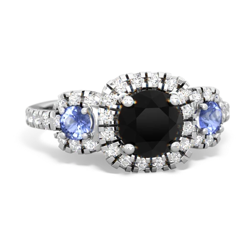 onyx-tanzanite three stone regal ring