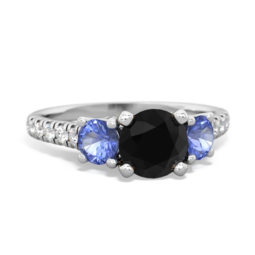 Black Onyx Genuine Black Onyx with Genuine Tanzanite and Lab Created Ruby Pave Trellis ring Ring
