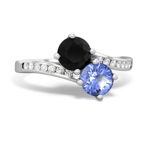 onyx-tanzanite two stone channel ring