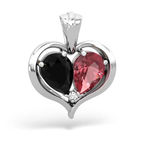 onyx-tourmaline half heart whole pendant