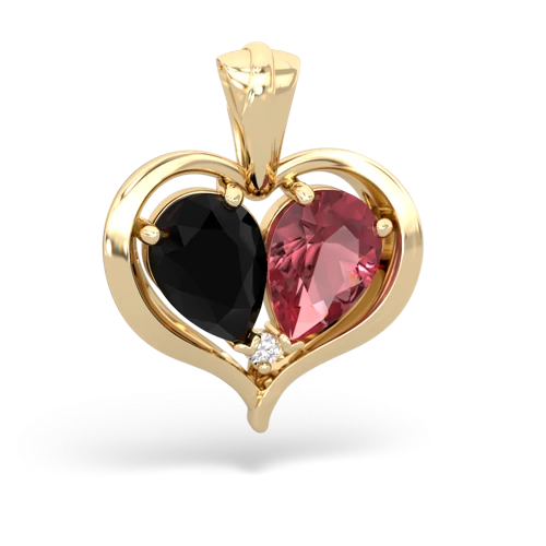 onyx-tourmaline half heart whole pendant
