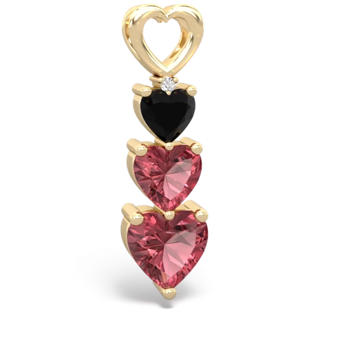 Black Onyx Genuine Black Onyx with Genuine Pink Tourmaline and Genuine Opal Past Present Future pendant Pendant