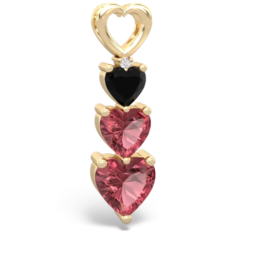 Black Onyx Genuine Black Onyx with Genuine Pink Tourmaline and Lab Created Sapphire Past Present Future pendant Pendant