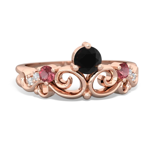 Black Onyx Genuine Black Onyx with Genuine Pink Tourmaline and Genuine Opal Crown Keepsake ring Ring