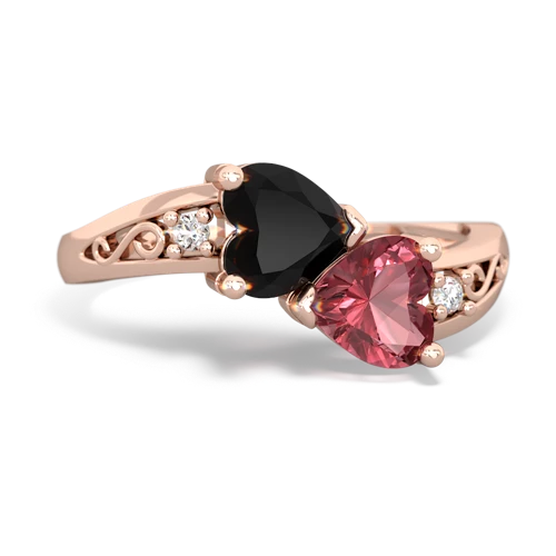 onyx-tourmaline filligree ring