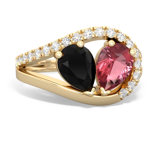 onyx-tourmaline pave heart ring