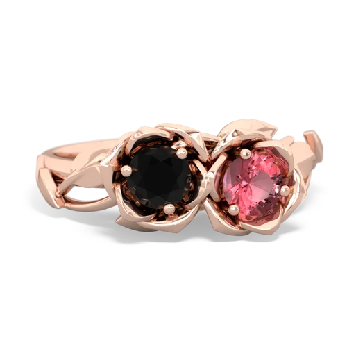 onyx-tourmaline roses ring