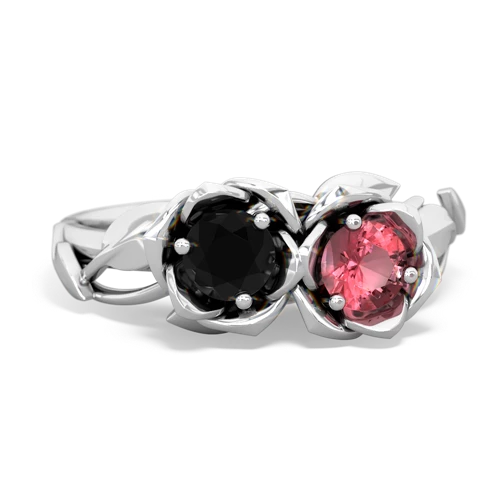 onyx-tourmaline roses ring