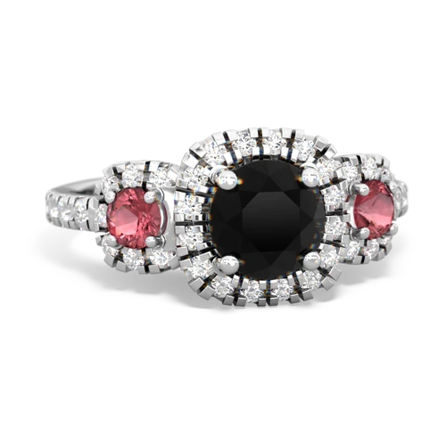 onyx-tourmaline three stone regal ring