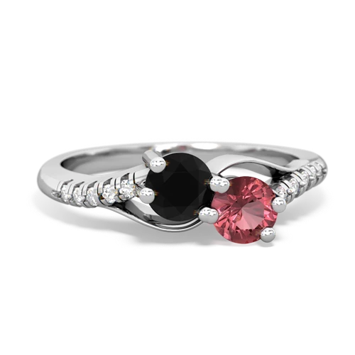 onyx-tourmaline two stone infinity ring
