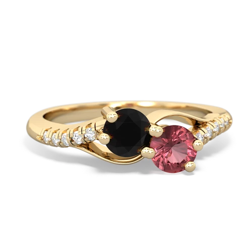 onyx-tourmaline two stone infinity ring