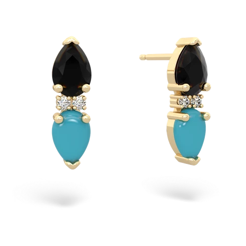 onyx-turquoise bowtie earrings