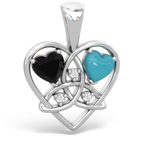 onyx-turquoise celtic heart pendant
