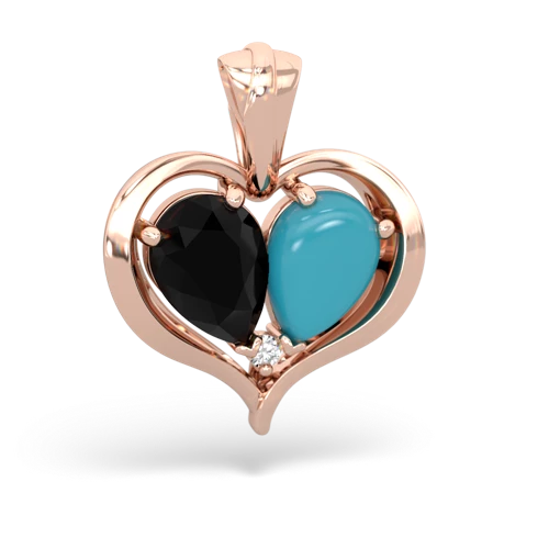 onyx-turquoise half heart whole pendant