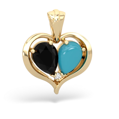 onyx-turquoise half heart whole pendant