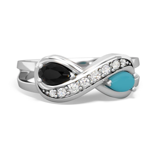 onyx-turquoise diamond infinity ring