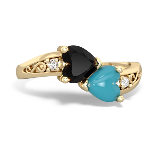 onyx-turquoise filligree ring