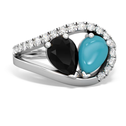 onyx-turquoise pave heart ring