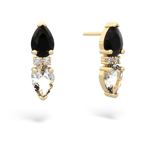 onyx-white topaz bowtie earrings