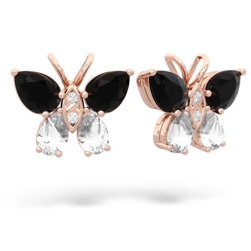 onyx-white topaz butterfly earrings