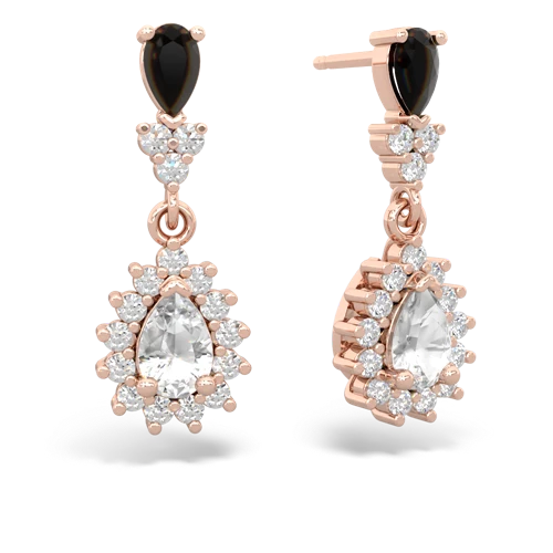 onyx-white topaz dangle earrings