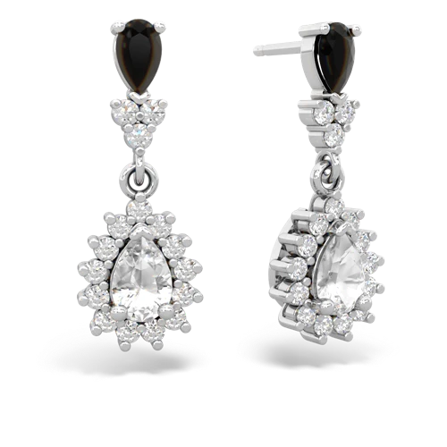 onyx-white topaz dangle earrings