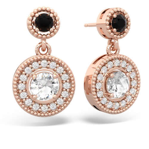 onyx-white topaz halo earrings