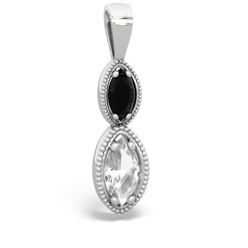 onyx-white topaz antique milgrain pendant