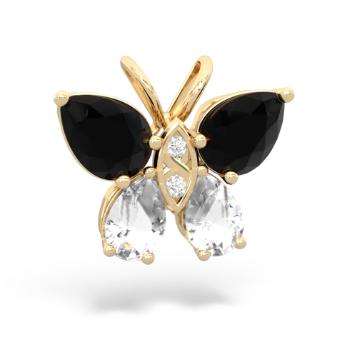 onyx-white topaz butterfly pendant
