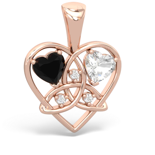onyx-white topaz celtic heart pendant