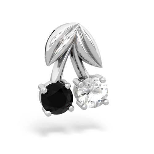 onyx-white topaz cherries pendant