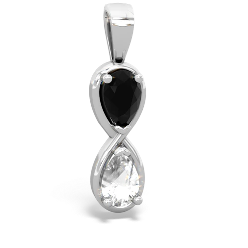 onyx-white topaz infinity pendant
