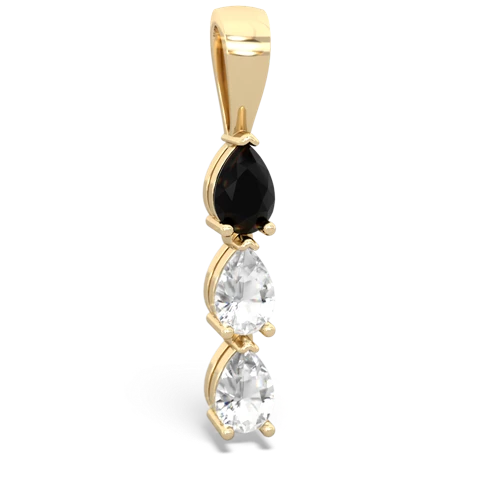 Black Onyx Genuine Black Onyx with Genuine White Topaz and  Three Stone pendant Pendant