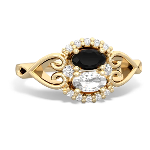onyx-white topaz antique keepsake ring