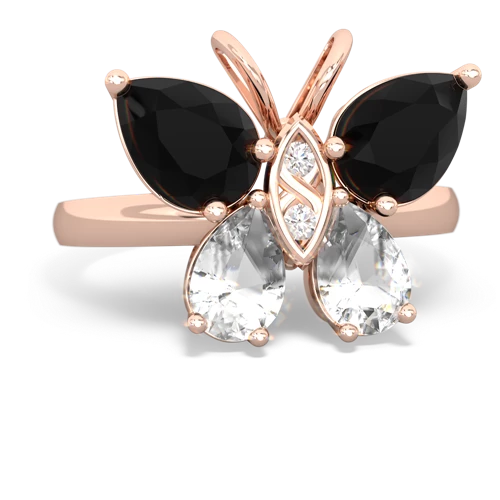 onyx-white topaz butterfly ring