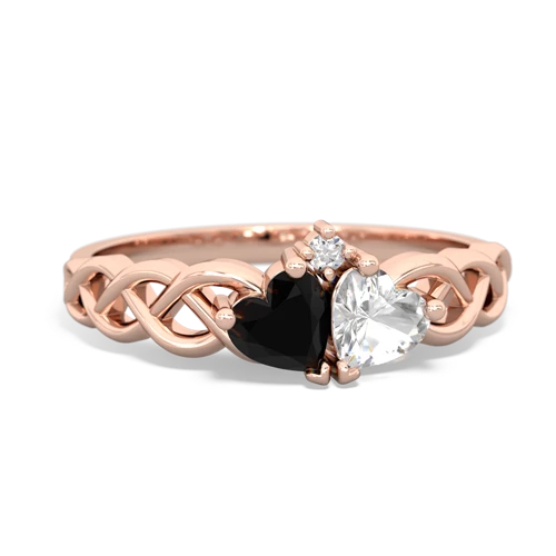 onyx-white topaz celtic braid ring