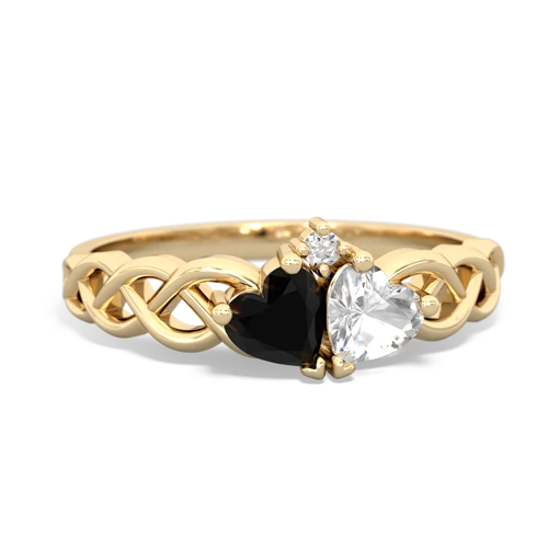 onyx-white topaz celtic braid ring