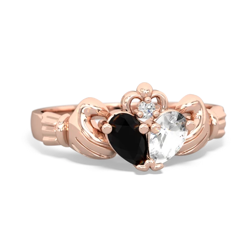 Black Onyx Genuine Black Onyx with Genuine White Topaz Claddagh ring Ring