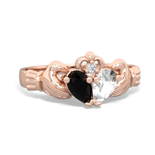 onyx-white topaz claddagh ring