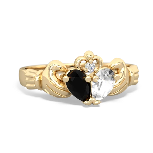 onyx-white topaz claddagh ring