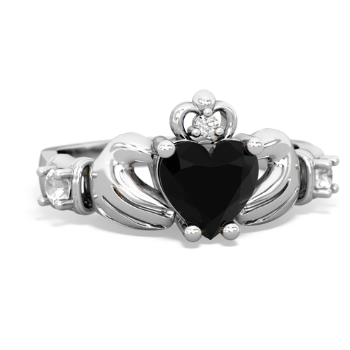 Black Onyx Genuine Black Onyx with Genuine White Topaz and  Claddagh ring Ring