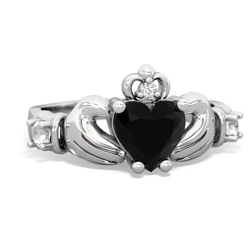 onyx-white topaz claddagh ring