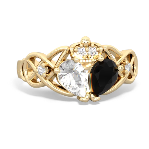 Black Onyx Genuine Black Onyx with Genuine White Topaz Two Stone Claddagh ring Ring