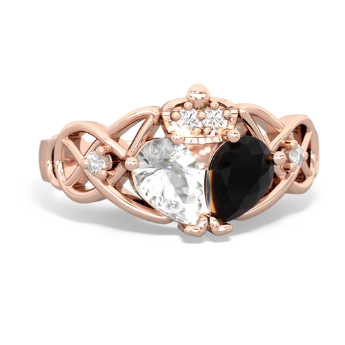 onyx-white topaz claddagh ring